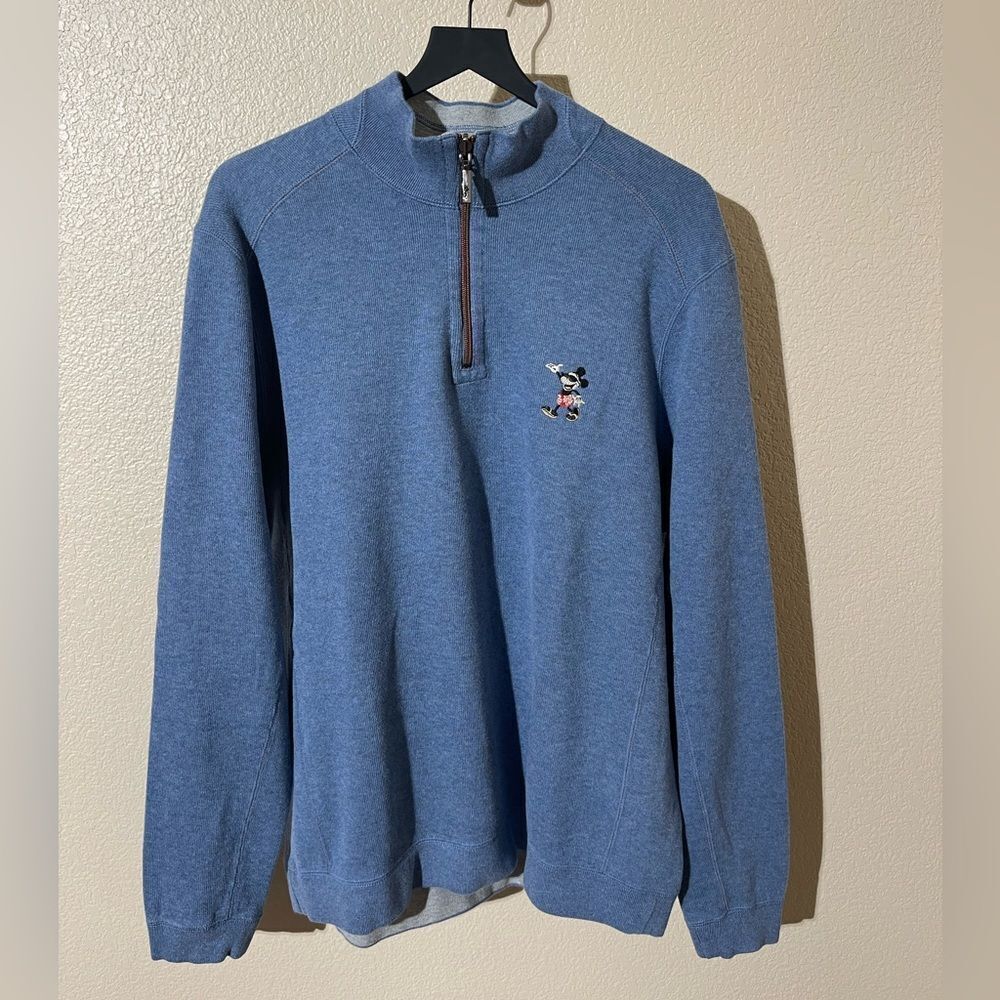 NWT Disney Parks Tommy Bahama Mickey Mouse Blue Half Zip Sweatshirt Jacket M